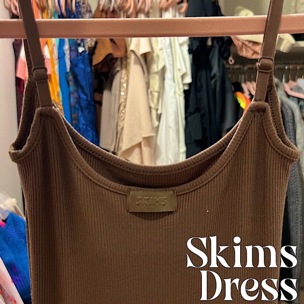 SKIMS SOFT LOUNGE LONG SLIPDRESS IN COCOA